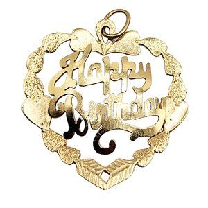 Vintage 14 KT Gold Happy Birthday Hallmarked Charm (A5021)